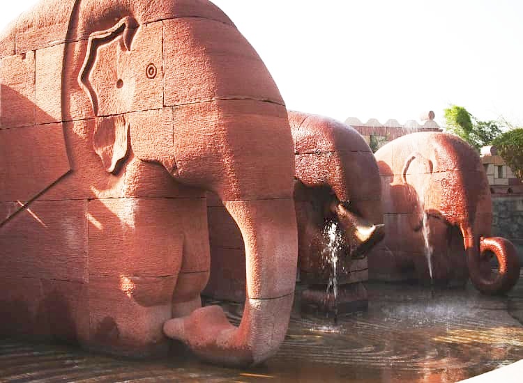 Elephant statues in a garden, Garden of Five Senses