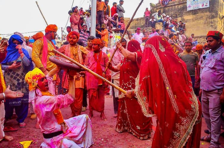 Lathmar Holi is celebrated in Barsana