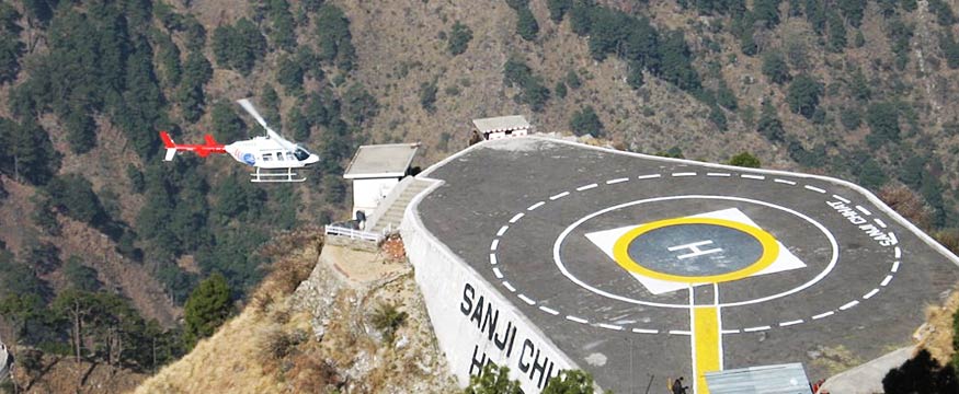 Helicopter landing at Sanjichhat Helipad